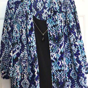 Women's 3/4 Sleeve Collared Top w. Attached Camisole Necklace Front Button Top